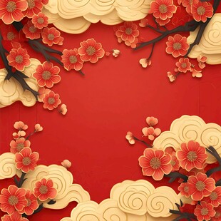 红梅祥云贺岁喜庆背景图