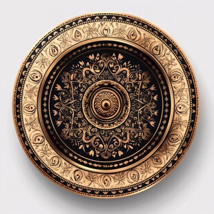 复古奢华黑金花纹装饰盘