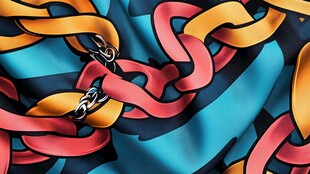 彩色链条交织的精美织物