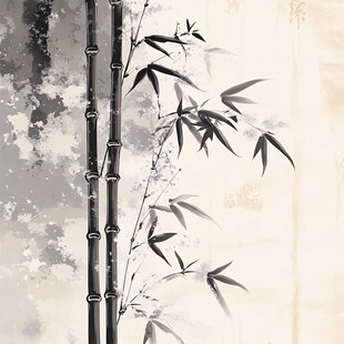 水墨风双竹图