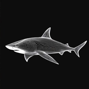 线条勾勒的简约鲨鱼形象