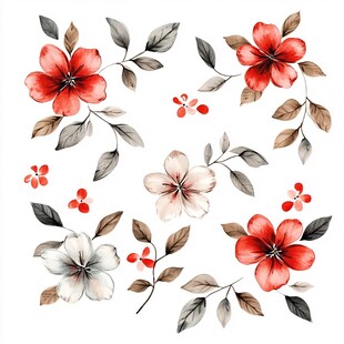 水彩花卉图案装饰元素