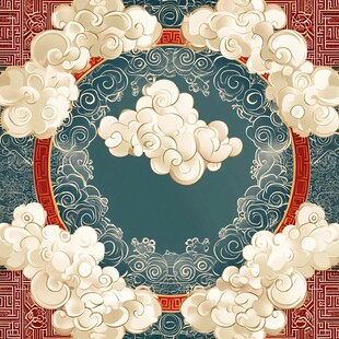 中式云纹传统边框图案