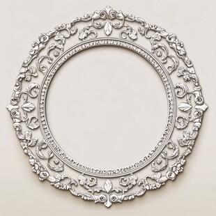 精致银色雕花圆形装饰框