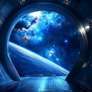 透过舱门望璀璨宇宙