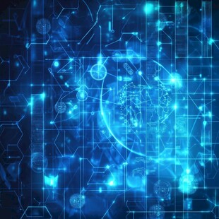 科技感蓝色数码抽象背景图