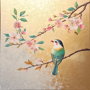 花鸟图 枝头小鸟伴繁花