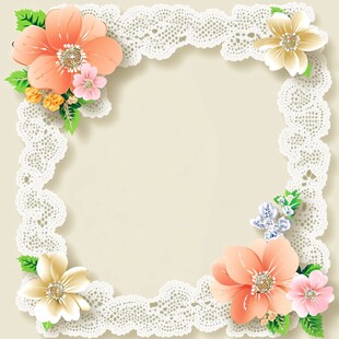 蕾丝花边花卉装饰边框