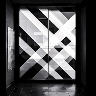 黑白几何图案玻璃门