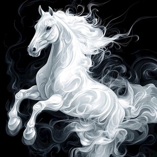 飘逸白马 烟雾环绕之姿