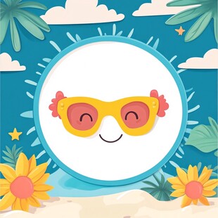 夏日笑脸插画框