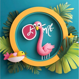 火烈鸟与小鸟的热带风情