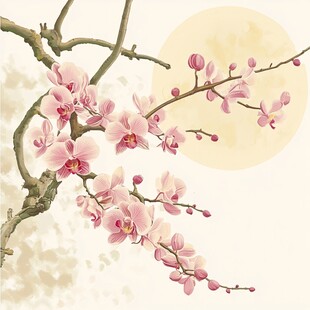 月下粉兰枝 雅致中式美景