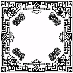 中式传统花卉几何边框图案