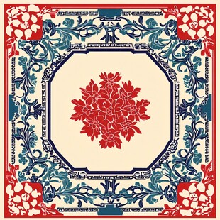 中式传统花卉边框图案设计