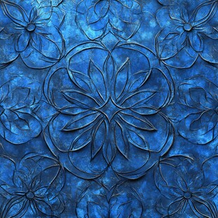 蓝色立体花卉纹理背景图