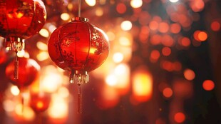 喜庆红灯笼营造节日氛围