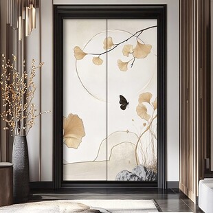 中式银杏蝴蝶艺术移门