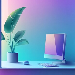 清新办公桌面场景插画