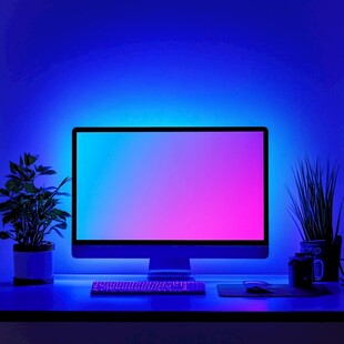 梦幻蓝紫调电脑工作桌面