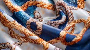 航海风花纹丝绸布料