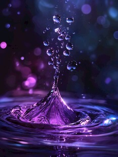 梦幻紫色水滴飞溅瞬间