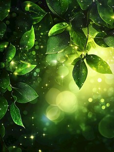 梦幻绿影 闪烁叶片与光斑