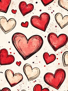 爱心图案背景 浪漫手绘风
