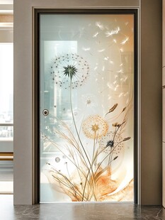 蒲公英艺术玻璃门装饰画