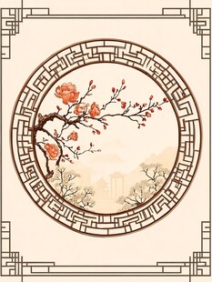 中式花鸟窗景古典雅致