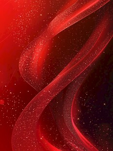 红色飘带闪耀梦幻背景