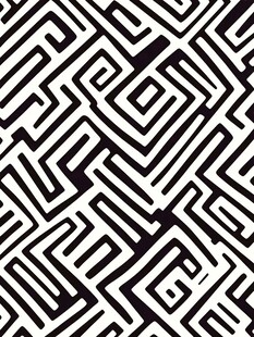 黑白几何迷宫图案纹理