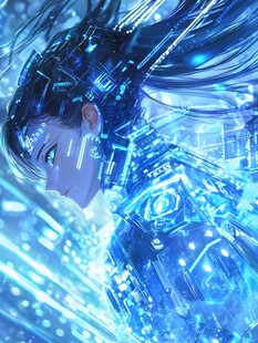 赛博朋克风的机械少女