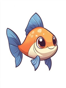 可爱卡通金鱼插画形象
