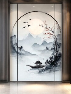 中式山水意境玄关装饰画