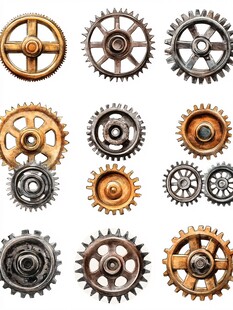 复古机械齿轮集合展示