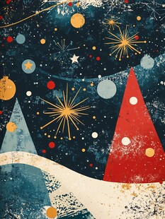 复古风圣诞节日装饰图案