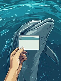 手向海豚展示空白卡片