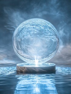 梦幻水晶球悬浮于水面之上