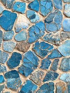 蓝色碎拼石墙面纹理