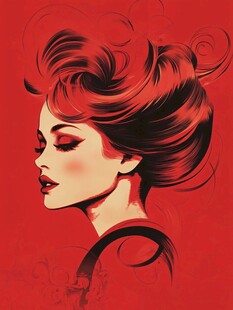 复古红发女郎侧面肖像