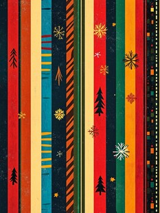 多彩条纹圣诞元素图案