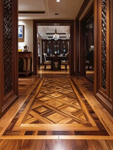 豪华木质拼花走廊空间