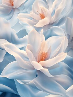 梦幻蓝白绽放玉兰花