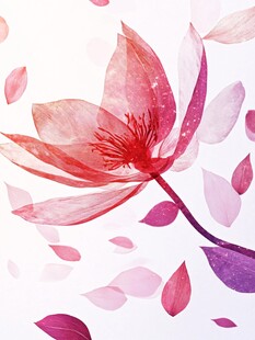 梦幻水彩莲花花瓣飞舞图