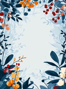 花卉枝叶边框装饰插画
