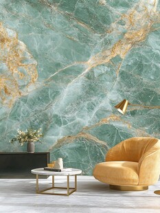 轻奢风绿金大理石客厅一角