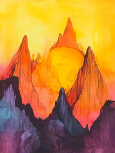 梦幻绚丽的彩色山峰景观