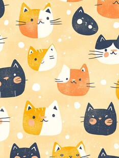 可爱猫咪无缝图案背景