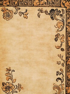 复古花纹边框旧纸张背景